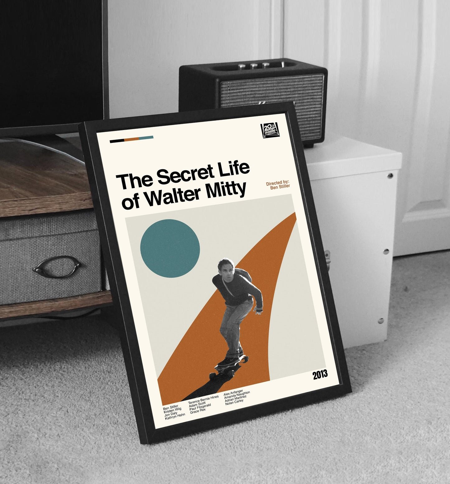 Walter Mitty Movie Poster: Mid-Century Modern Minimalist Art Print