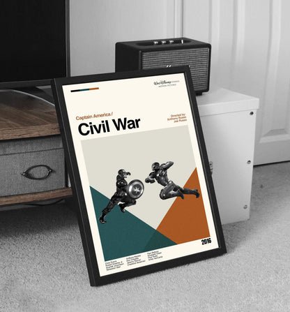 Captain America: Civil War Movie Poster - Midcentury Modern Minimalist Print