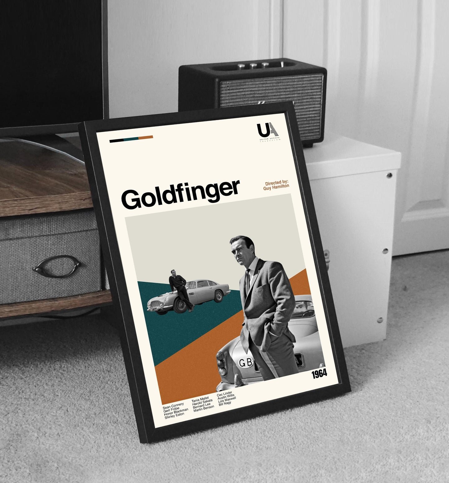 Goldfinger Movie Poster: Mid-Century Modern Minimalist Art Print