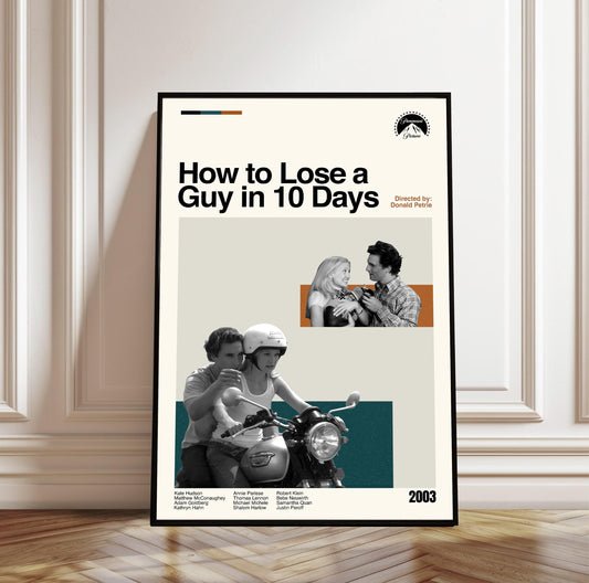 How to Lose a Guy in 10 Days Poster - Movie Poster - Midcentury Modern Art - Minimalist Print - Retro Poster - Vintage Print - Gift for him