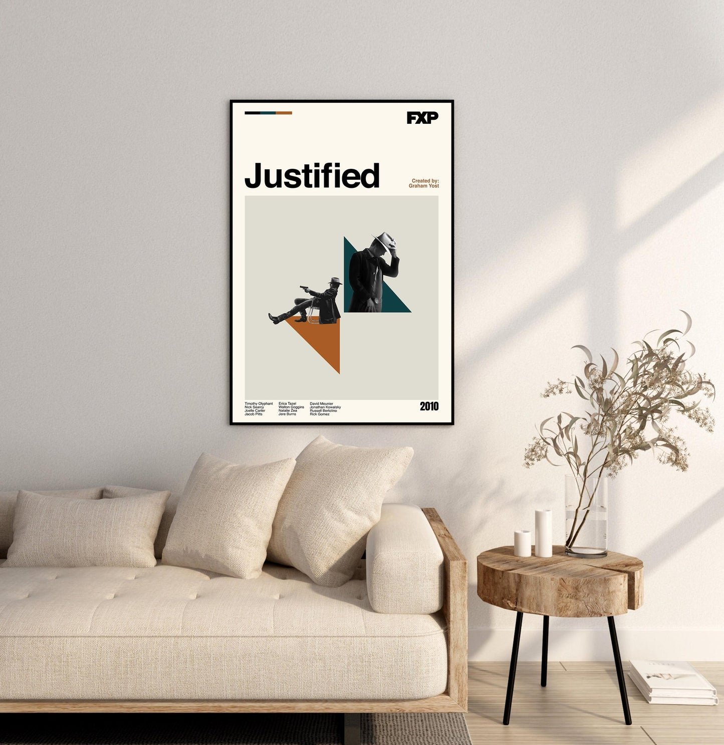 Justified TV Series Poster: Mid-Century Modern Minimalist Art Print