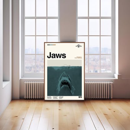 Jaws Movie Poster: Mid-Century Modern Minimalist Print