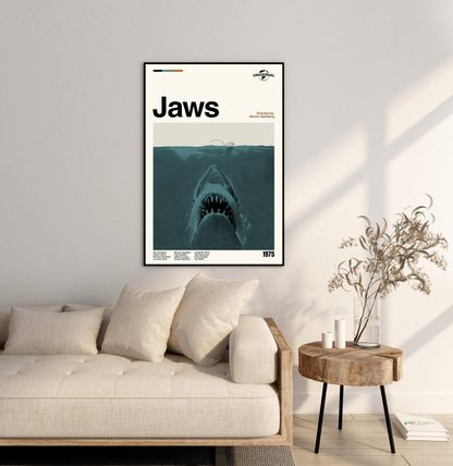 Jaws Movie Poster: Mid-Century Modern Minimalist Print